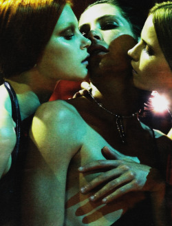 Jessica Stam, Elise Crombez, and Missy Rayder by Steven Meisel