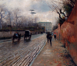 artandopinion:  Street Scene in Autumn Attilio Pratella 