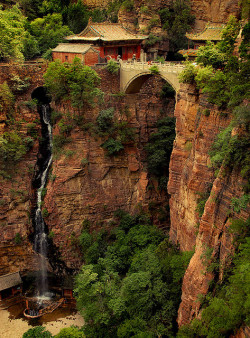 bluepueblo:  Waterfall, Mount Cangyan, Hebei, China photo via