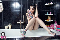 nuditymakesbeauty:  Hot tattoos in the bathroom