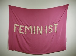 courtneycoles:  Megan Savoy’s hand sewn FEMINIST flag for her