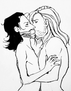 quick ThorLoki sketch before bed, for brodinsons. Posting it