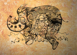 franksdailydoodle:  My Elephant on a wall Murial photo shoped