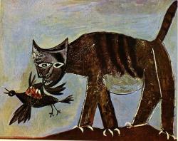 oilpaintinggallery:  Cat catching a bird Artist: Pablo Picasso