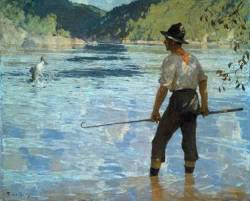 classic-art:  Salmon Fishing Frank Weston Benson 