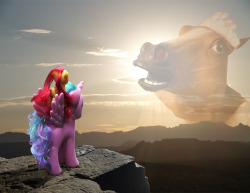 Pinklestia and Applebloom Confront the Horse God by ~hayhedgehoghay