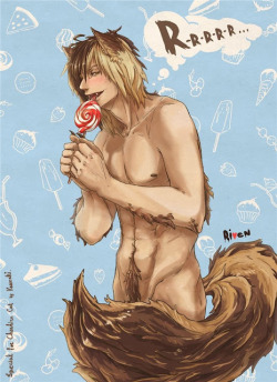 fuck-yeah-boys-love:  Werewolf boy eating candy Find it here
