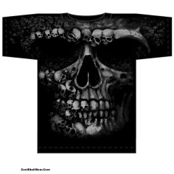 Skull Of Skulls Allover Print Adult T-Shirt In Black  Skull Of