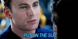 iwantcupcakes:  “Put on the suit.”  Steve needed to relax