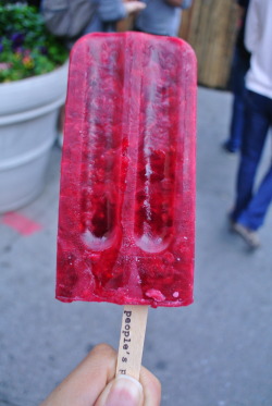 83kj:  Raspberry + Basil pop from People’s Pops 