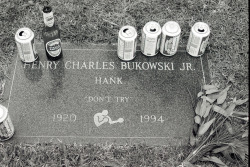andthatis:  Bukowski grave: always let some beer and cigarrets