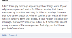 thelyragw:   Did this person just argue for gay marriage while