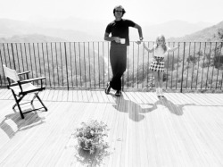 Jack Nicholson with daughter Jennifer at his house on Mulholland