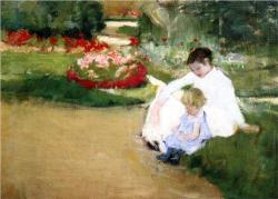 capturing-the-light:  Woman and Child Seated in the Garden, Mary