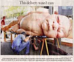 installator:  “Ron Mueck’s A Girl being readied for final