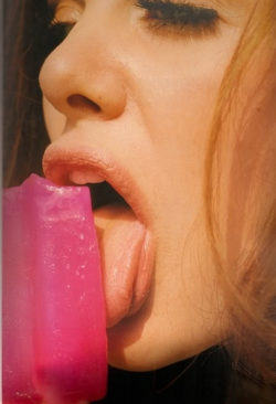 asthetiques:  White chick licking ice block. 