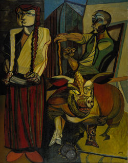 poboh:  Figures in a Farmyard, 1953, Robert Colquhoun. Scotish