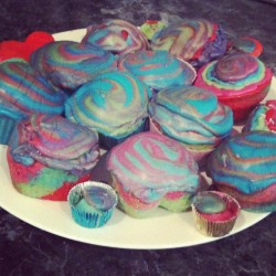 Rainbow swirl cupcakes from a couple weeks back :D (Taken with