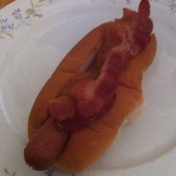 Hot Dog with Bacon!!!! (Taken with instagram)