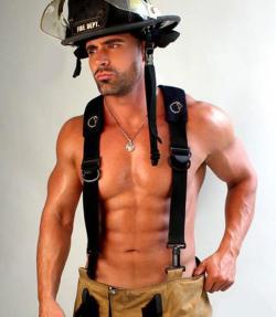 mightymen:  fire in my pants  Nipples and suspenders