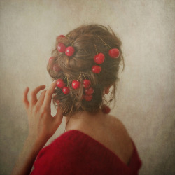 p0-e:  Red, or the woman with the cherries in her hair. by Ana