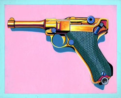 pezzz:  Acrylic Ink on 8x 10 in. Illustration Board. Luger. 