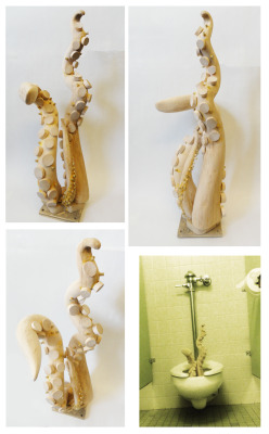 mattkisselfineart:  wooden sculpture of tentacles that i installed