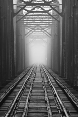 black-and-white:  international railroad bridge, sault ste. marie,