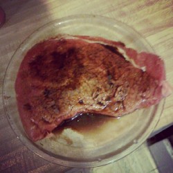 My nice juicy london broil waiting to be cooked :) mmmmmmm yummy