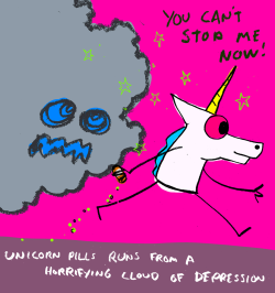 explodingdog:  Unicorn Pills can’t stop running 