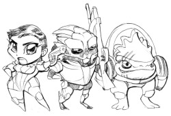 queensimia:  Have some chibis.    omg, look at Wrex. I love designs