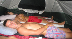 After tiring his friend out with the rigors of camping, he found