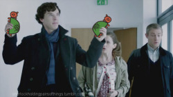 sherlockholdingpairsofthings:  Sherlock holding a pair ofÂ titties.
