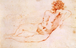 necspenecmetu:  Francesco Furini, Reclining Male Nude, 17th century
