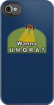 Guess what, everyone! The “Wanna U.M.Q.R.A.?” design is now available as an iPhone cover! There will be more, of course, but this is the only one I’ve made so far.