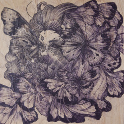 evensjoseph:  Dysphynia Cuprina 12”x12” Ink on Wood!!!
