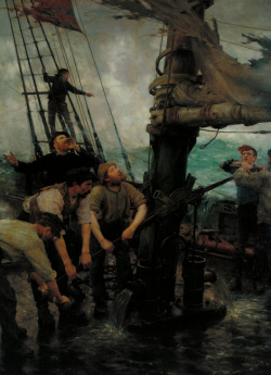 welovepaintings:  Henry Scott Tuke All Hands to the Pumps 1888