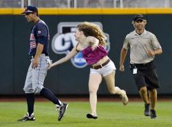  Candice Sortino, age 17, ran out on the field during the 7th