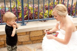 :  “On Disneyland bride Kristie’s wedding day, a tiny tot