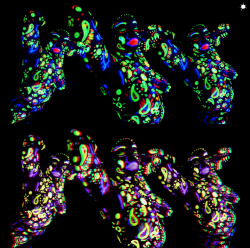 blacklight triptych, in 2D and 3D