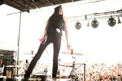 mattvogel:  Austin of Woe, Is Me standing on his drumset jungle-gym