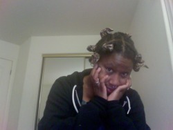 my momma twisted my hair for me and put those twistable roller