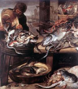hadrian6:  the fishmonger. 1657. Frans Snyders.     http://hadrian6.tumblr.com