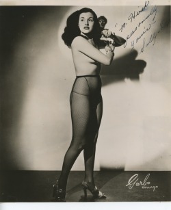 burlyqnell:   Signed vintage 50’s-era promo photo of Sally