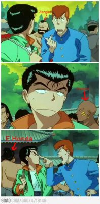 9gag:  Street fighter characters on YuYu Hakusho 