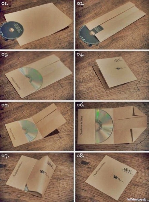  theplanetofsound: How to make a CD cover from a single A4 paper And of course you can decorate it if you want. Or you can decide to print something on it and then turn it into a cover. via 