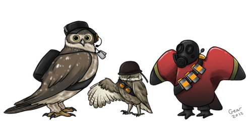 lithefider:  owlymedics:  gearbutt:  Owl Fortress 2  YES. YESYESYESYESYESYESYES!  This is highly relevant to my interests  Abubububu! These are a hoot.