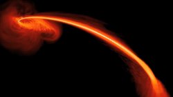 8bitfuture:  Image: Black hole tearing apart a star. This computer-simulated