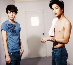 wooyoung:  unseen pictures of sehun and kai from the calvin klein