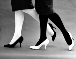 theniftyfifties:  Black and white shoes and stockings, London,